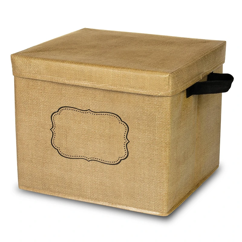 Burlap Storage Box with Lid