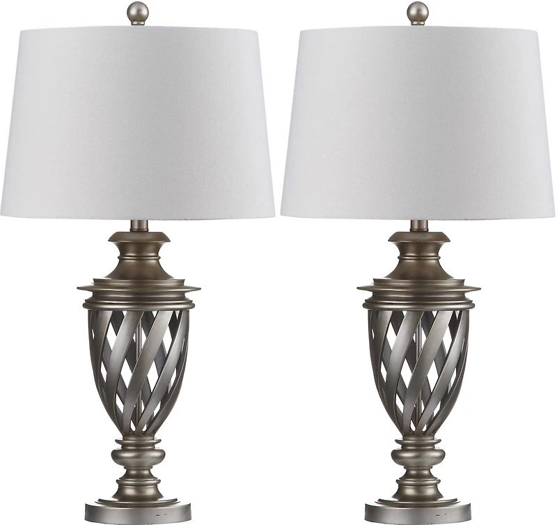 Byron Urn Lamp Set in Antique Silver
