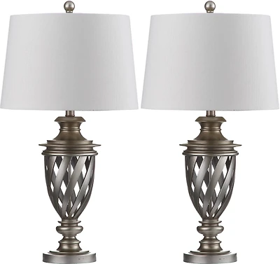 Byron Urn Lamp Set in Antique Silver