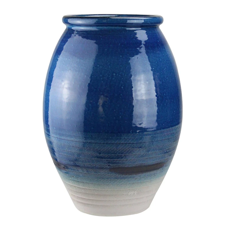 14" Seaside Treasures Embossed Jug Vase, True Blue