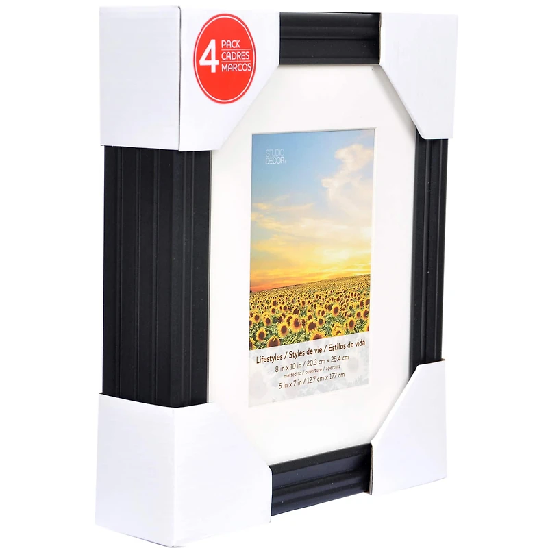 4 Pack Lifestyles 5" x 7" Black Frame with Mat by Studio Décor®