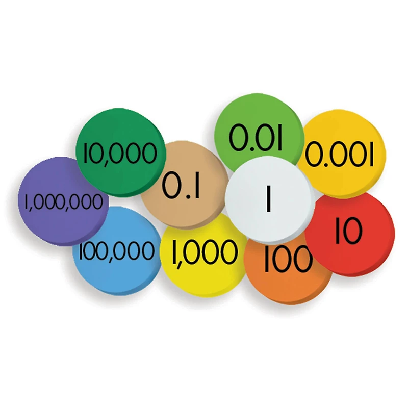 10-Value Decimals to Whole Numbers Place Value Discs Set, Pack of 250