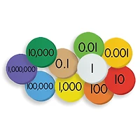 10-Value Decimals to Whole Numbers Place Value Discs Set, Pack of 250