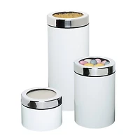 Honey Can Do White Retro Canisters, 3 Pack