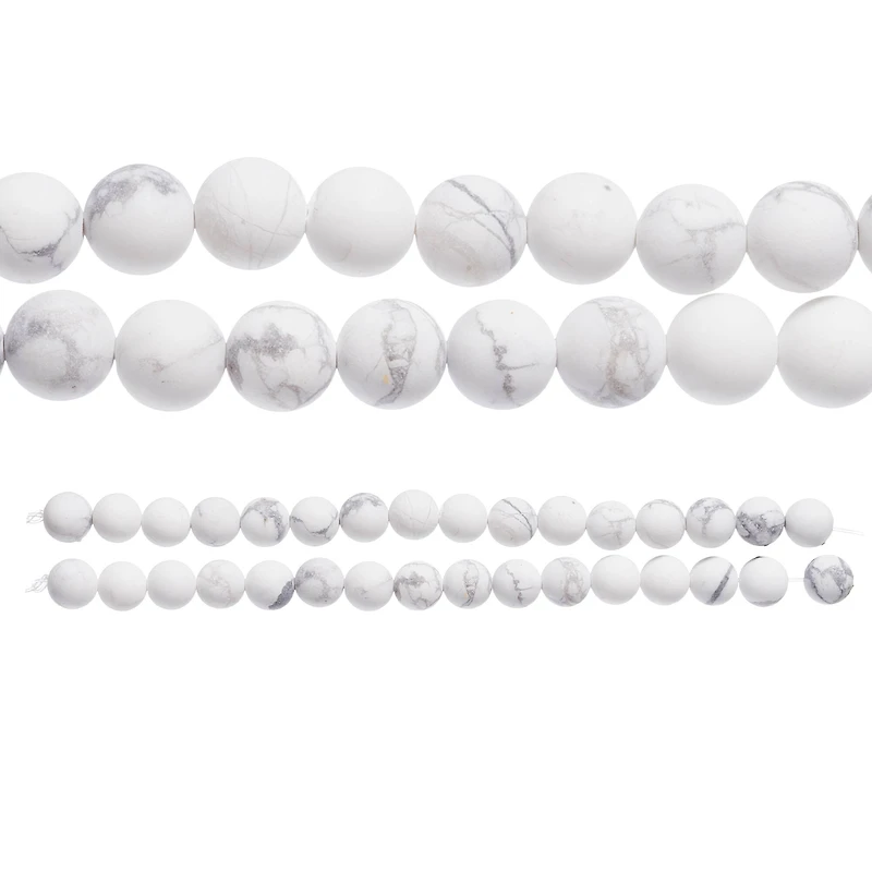 White & Gray Matte Howlite Round Beads, 8mm by Bead Landing™