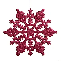 24ct Mulberry Pink Glitter Snowflake Ornaments