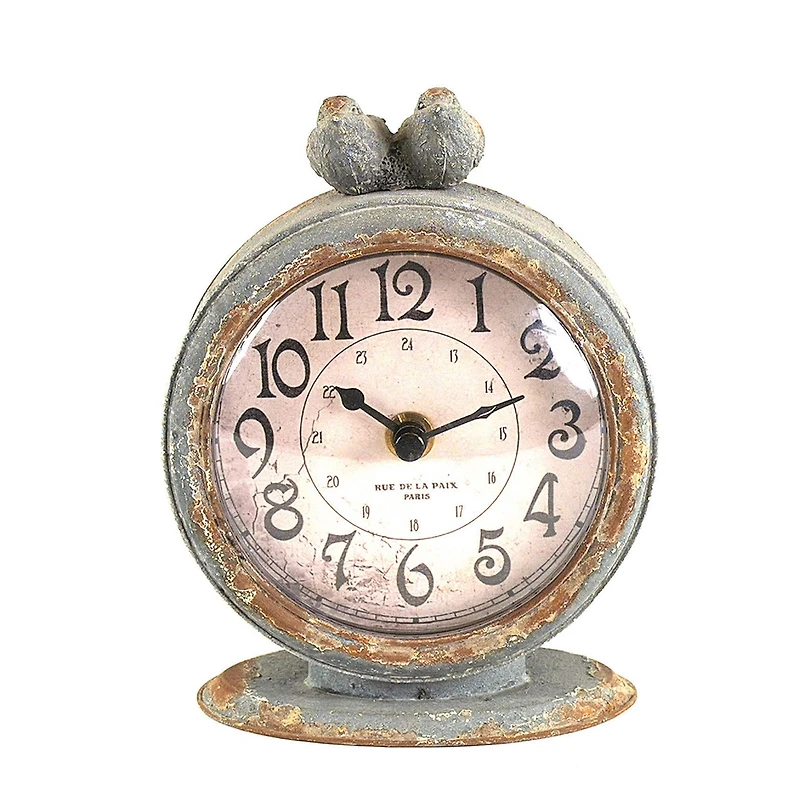 Hello Honey® Gray Pewter Mantle Clock with Birds