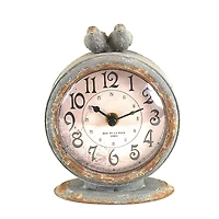 Hello Honey® Gray Pewter Mantle Clock with Birds