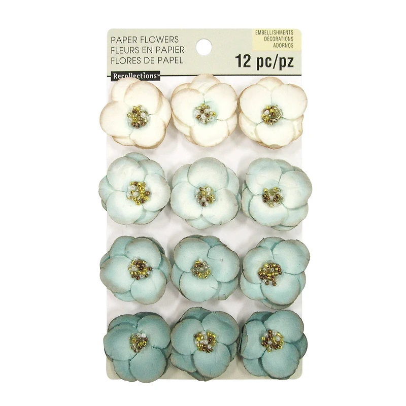 Blue Beaded Paper Flower Embellishments By Recollections™