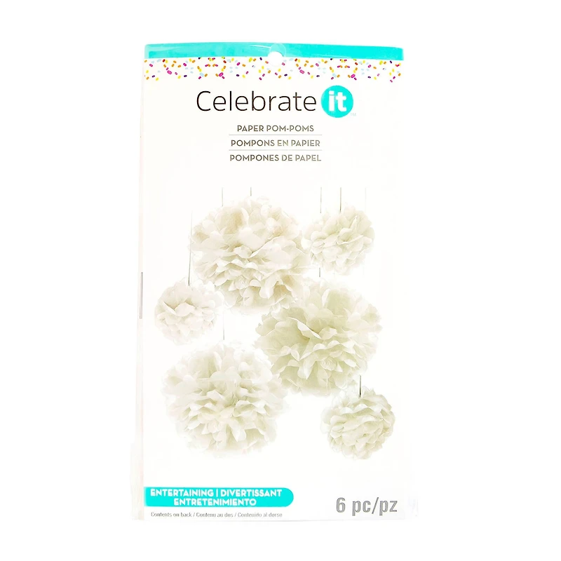 White Paper Pom Poms By Celebrate It™