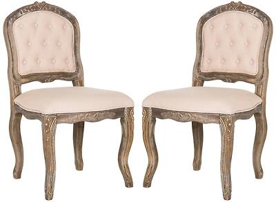 Eloise Dining Chair Set of 2 in Beige & Rustic Oak