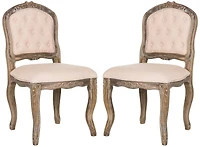 Eloise Dining Chair Set of 2 in Beige & Rustic Oak