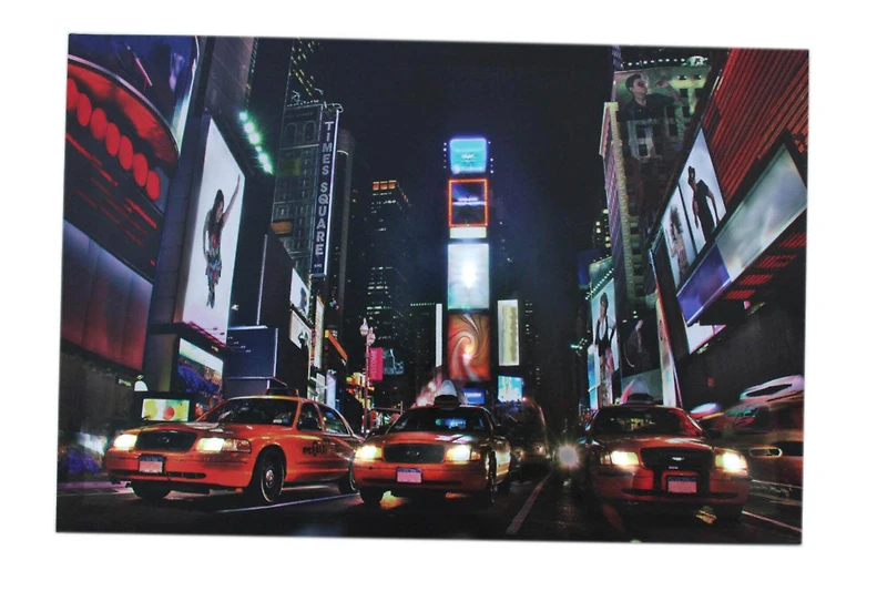 LED Lighted NYC Times Square Broadway Taxi Cabs Wall Art