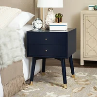 Lyla Retro Nightstand in Navy & Gold