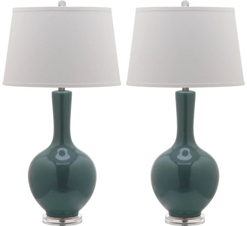 Blanche Gourd Lamp Set in Teal