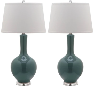 Blanche Gourd Lamp Set in Teal