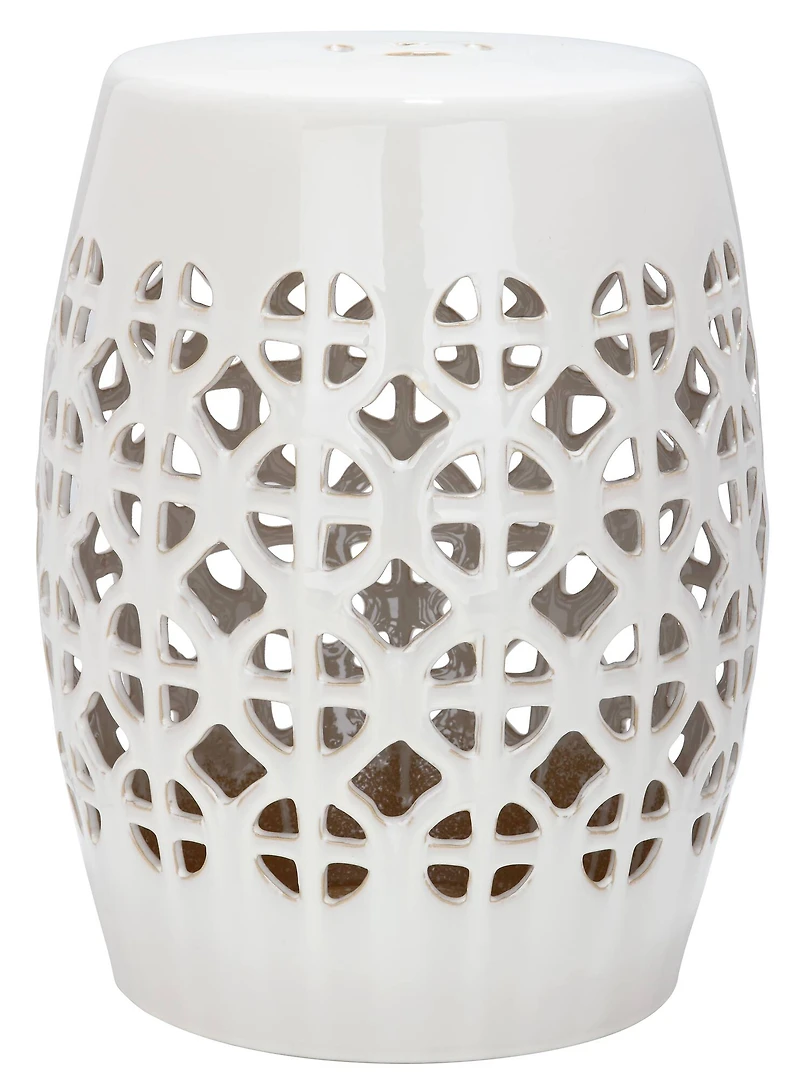 Circle Lattice Garden Stool in Creme