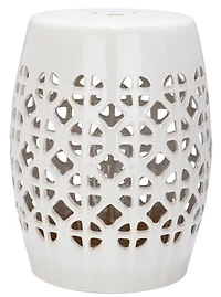 Circle Lattice Garden Stool in Creme