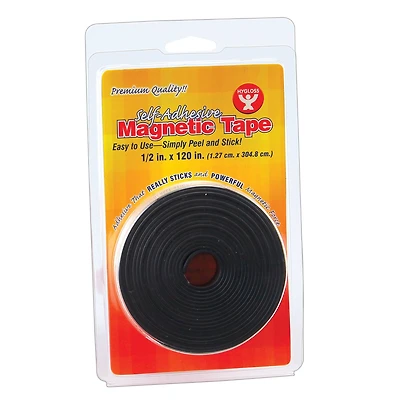 Hygloss Self-Adhesive Magnetic Strips, 0.5" x 120" Per Roll, 6 rolls