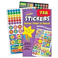 Trend Enterprises® 5.75" x 9.5" Super Stars & Smiles Sticker Pads, 6 Pack Bundle
