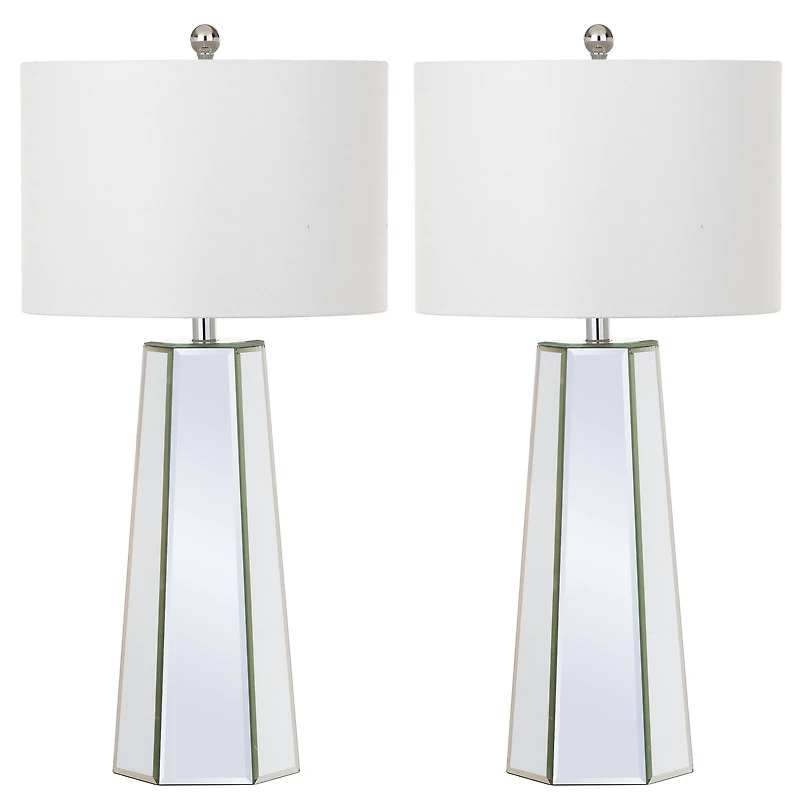 Janice Table Lamp Set in Clear & Off White