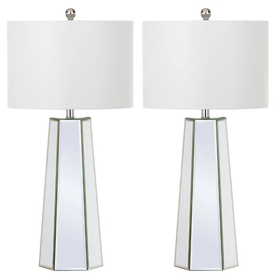 Janice Table Lamp Set in Clear & Off White