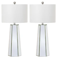 Janice Table Lamp Set in Clear & Off White