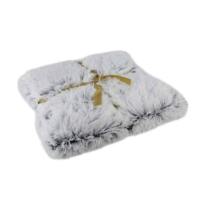55" x 62" Plush Gray Faux Fur Throw Blanket
