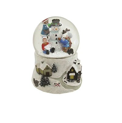 5.5" Snowman & Children Musical Swirling Snow Globe