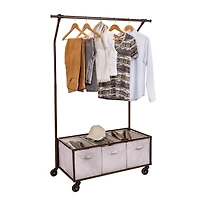 Honey Can Do Bronze Rolling Garment Rack with Storage Bins