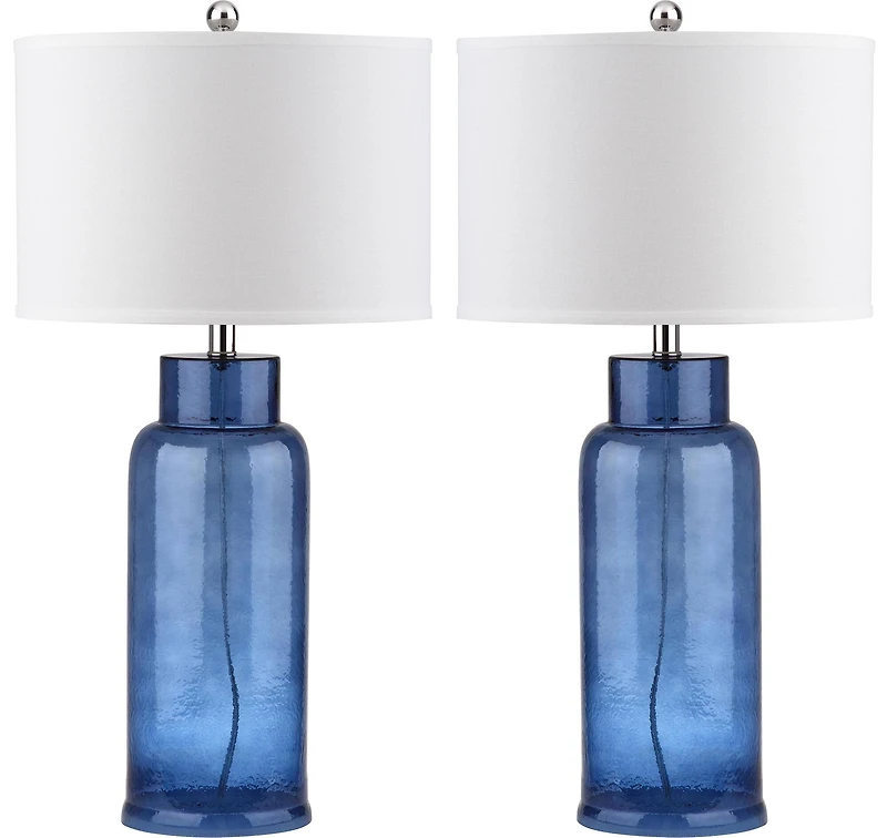 Bottle Glass Lamp Set in Blue