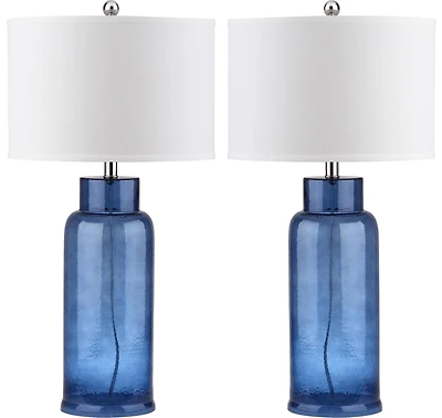 Bottle Glass Lamp Set in Blue