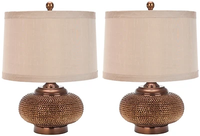 Alexis Gold Beaded Table Lamp Set in Copper