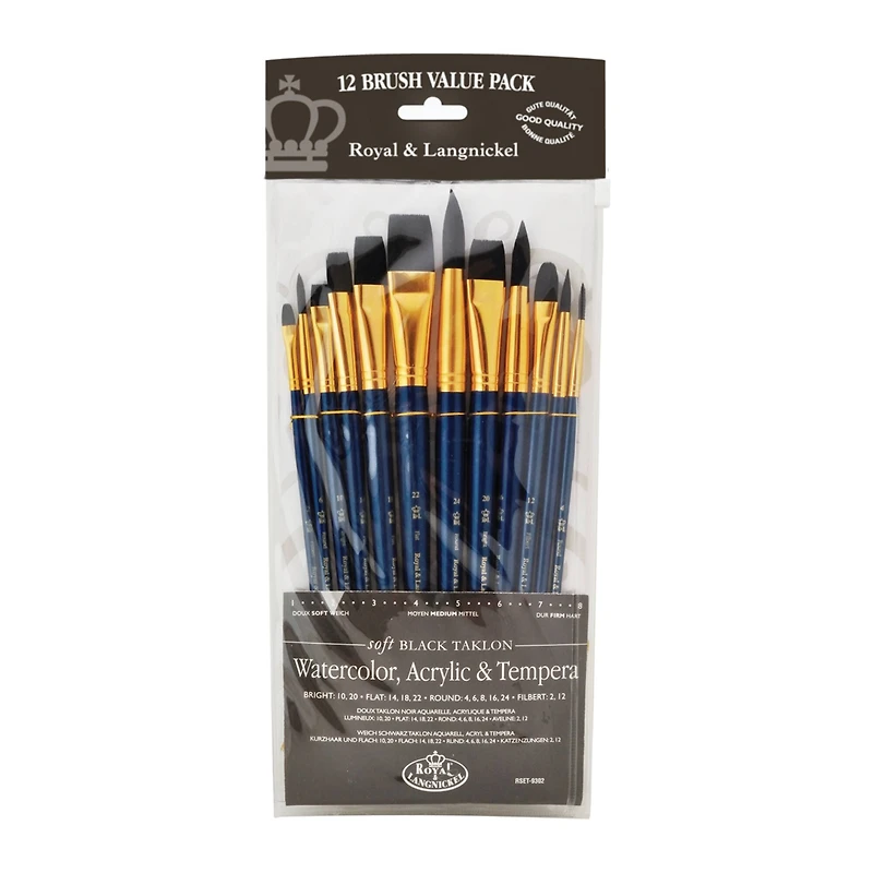 Royal & Langnickel® Zip N' Close Black Taklon Brush Set