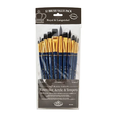 Royal & Langnickel® Zip N' Close Black Taklon Brush Set