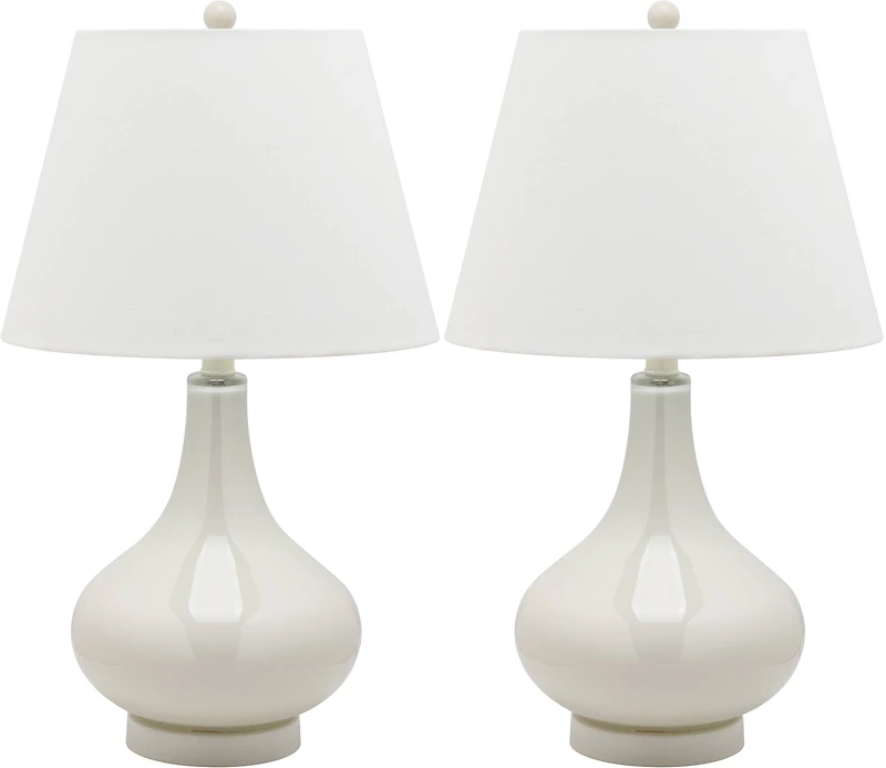 Amy Gourd Table Lamp Set in Light Grey