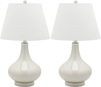 Amy Gourd Table Lamp Set in Light Grey