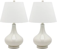 Amy Gourd Table Lamp Set in Light Grey