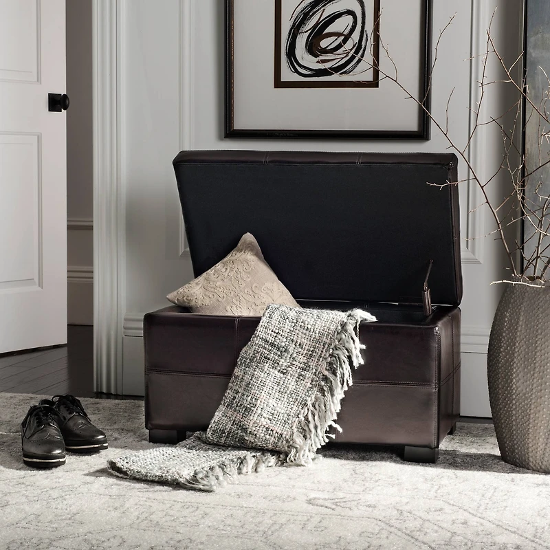 Maiden Small Tufted Storage Bench in Brown