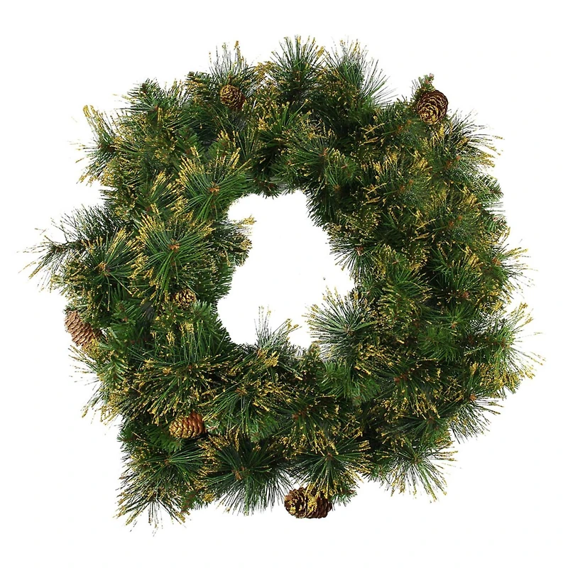 24" Mixed Pine with Glittered Pinecones Artificial Wreath