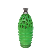 11.25" Outdoor Patio Cutout Vase, Lime Green & Gray
