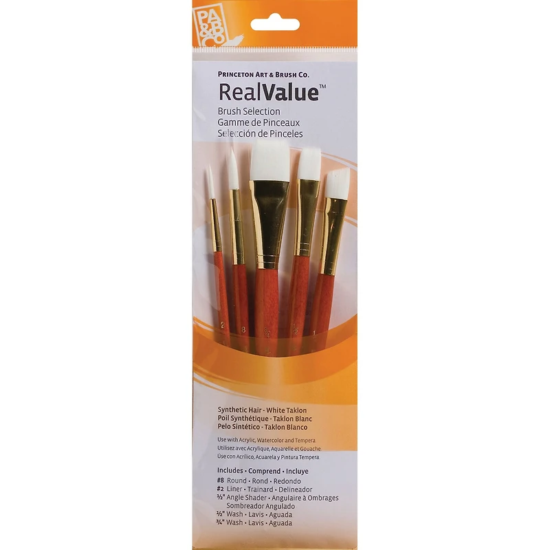 Princeton™ RealValue™ White Taklon Brush Set With 3/4" Wash