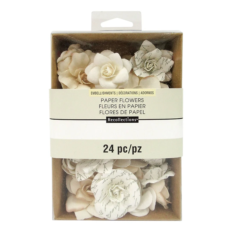 White Mulberry Printed Paper Flower Embellishments by Recollections™