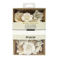 White Mulberry Printed Paper Flower Embellishments by Recollections™