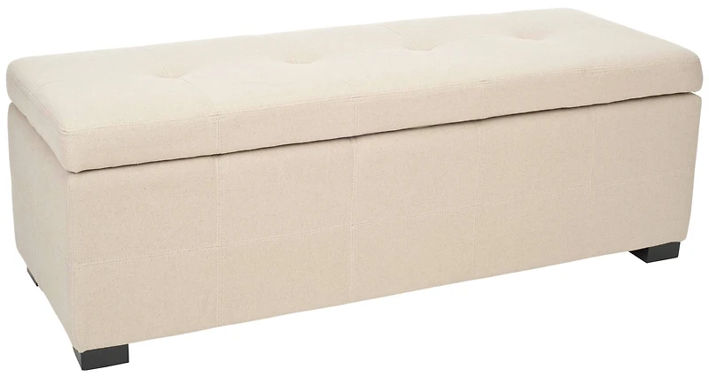 Maiden Large Tufted Linen Storage Bench in Beige