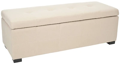 Maiden Large Tufted Linen Storage Bench in Beige