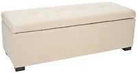 Maiden Large Tufted Linen Storage Bench in Beige