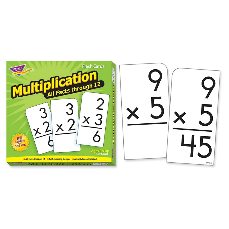 Trend Enterprises® 3” x 6” Multiplication Math 0-12 All Facts Skill Drill Flash Cards