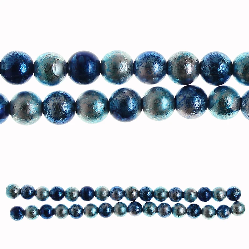 Bead Gallery® Blue Round Painted Glass Beads, 10mm