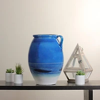 14" Seaside Treasures Embossed Jug Vase, True Blue